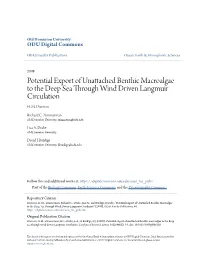 Potential Export of Unattached Benthic Macroalgae to the Deep Sea Through Wind Driven Langmuir Circulation H