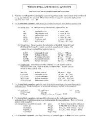 Writing Total and Net Ionic Equations