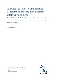 A Critical Evaluation of the Public Consultation Process in Sustainable
