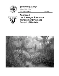 Approved Las Cienegas Resource Management Plan and Record of Decision
