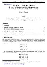 Fixed and Flexible Powers Narcissistic Numbers with Division