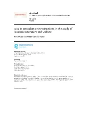 Java in Jerusalem : New Directions in the Study of Javanese Literature and Culture