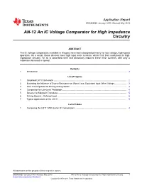 LB-12 an IC Voltage Comparator for High Impedance Circuitry (Rev. B)