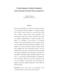Second Language Writing Development from a Dynamic Systems Theory Perspective