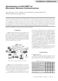 Development of Gan HEMT for Microwave Wireless Communications