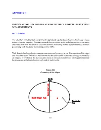 Integrating Gps Observations with Classical Surveying Measurements