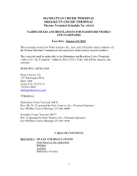 MANHATTAN CRUISE TERMINAL BROOKLYN CRUISE TERMINAL Marine Terminal Schedule No