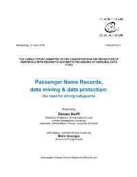 Passenger Name Records, Data Mining & Data Protection