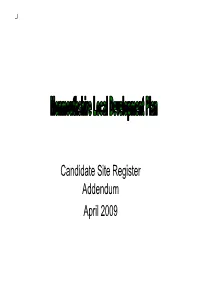 Candidate Site Register Addendum April 2009