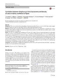 Correlation Between Streptococcus Bovis Bacteremia and Density of Cows in Galicia, Northwest of Spain