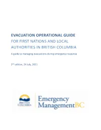 Evacuation Operational Guide for First Nations and Local Authorities In