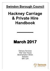 Hackney Carriage and Private Hire Handbook Index