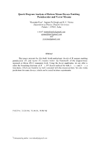 Quark Diagram Analysis of Bottom Meson Decays Emitting Pseudoscalar and Vector Mesons