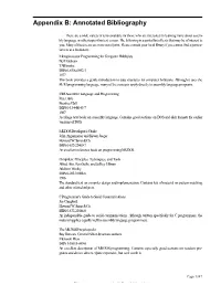 Appendix B: Annotated Bibliography