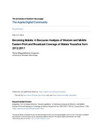 Becoming Malala: a Discourse Analysis of Western and Middle Eastern Print and Broadcast Coverage of Malala Yousafzai from 2012-2017