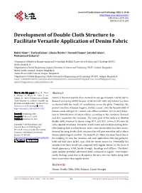 Development of Double Cloth Structure to Facilitate Versatile Application of Denim Fabric