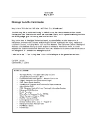 Message from the Commander