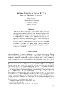 Optimal Taxation of Human Capital and the Earnings Function