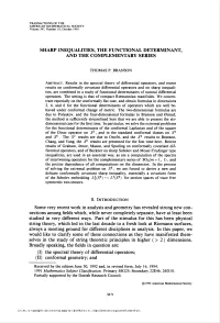 Sharp Inequalities, the Functional Determinant, and the Complementary Series