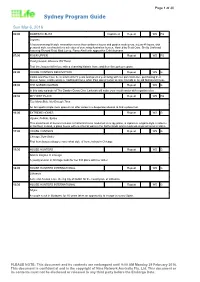 Sydney Program Guide