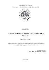 Environmental Noise Management in Latvia