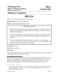 HB 2236 Title: an Act Relating to the Disposition of Certain Assets