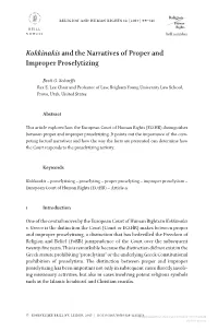 Kokkinakis and the Narratives of Proper and Improper Proselytizing
