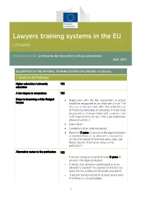 Lawyers Training Systems in the EU Lithuania
