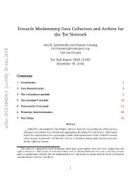 Towards Modernising Data Collection and Archive for the Tor Network