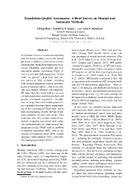 Translation Quality Assessment: a Brief Survey on Manual and Automatic Methods