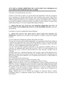 Acta De La Sessió Ordinària De L'ajuntament Ple Celebrada En