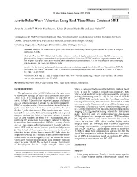 Aortic Pulse Wave Velocities Using Real-Time Phase-Contrast MRI