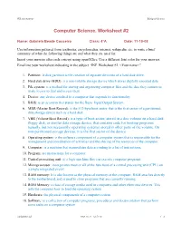 Computer Science. Worksheet #2