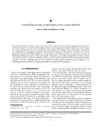 Crystal Structures of Minerals in the Lower Mantle
