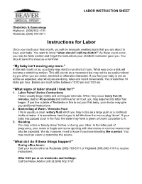 Labor Instruction Sheet