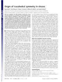 Origin of Icosahedral Symmetry in Viruses