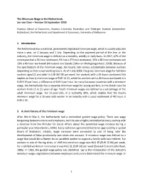 The Minimum Wage in the Netherlands Jan Van Ours – Version 10 September 2018
