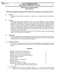 2208 Concerning Driver Improvement Problem Driver Program (Formerly Reg