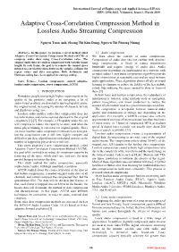 Adaptive Cross-Correlation Compression Method in Lossless Audio Streaming Compression