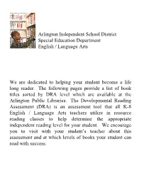 Arlington Public Library Booklist with DRA Levels