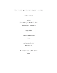 Mahler's Third Symphony and the Languages of Transcendence