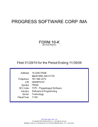 Progress Software Corp /Ma