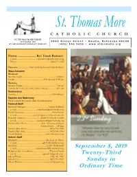 September 8, 2019 Twenty-Third Sunday in Ordinary Time