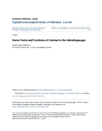 Some Forms and Functions of Contrast in the Islendingasogur
