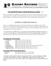 CD and DVD Source Media Guide
