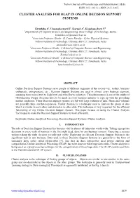 Cluster Analysis for Olap in Online Decision Support Systems