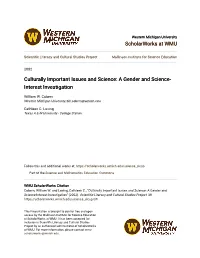 Culturally Important Issues and Science: a Gender and Science-Interest Investigation" (2002)