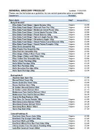 GENERAL GROCERY PRICELIST Updated 17/05/2020 Please Use the List Below As a Guideline, but We Cannot Guarantee Price Or Availability