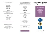Information Needed to Register a Death