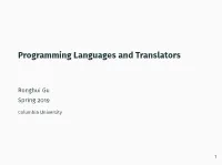 Programming Languages and Translators